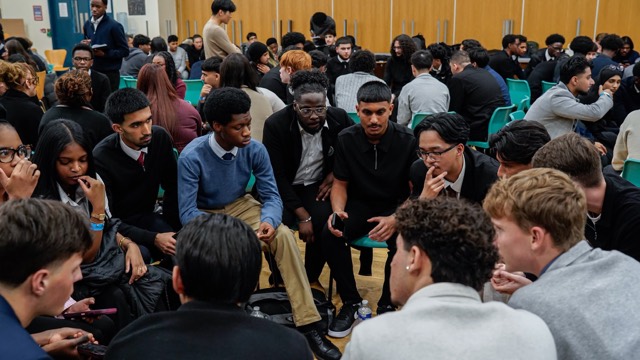 Students networking at a LEAF event