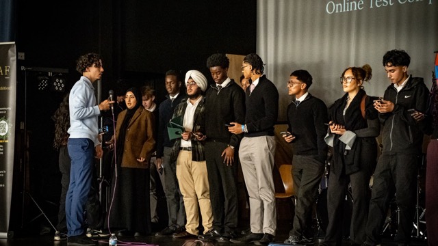 Finalists on stage at a LEAF competition